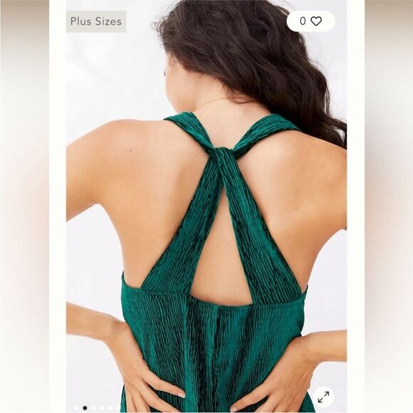 Anthropologie Green Maeve Adrienne Twist-Back Textured Velvet Midi Dress XS - Picture 15 of 16